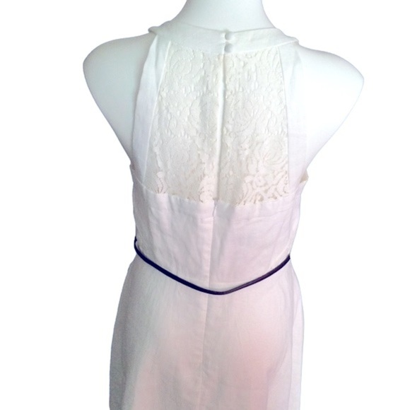 Donna Morgan Linen Lace Fit and Flare Belted Halter Neck Dress Nwt - Picture 11 of 15